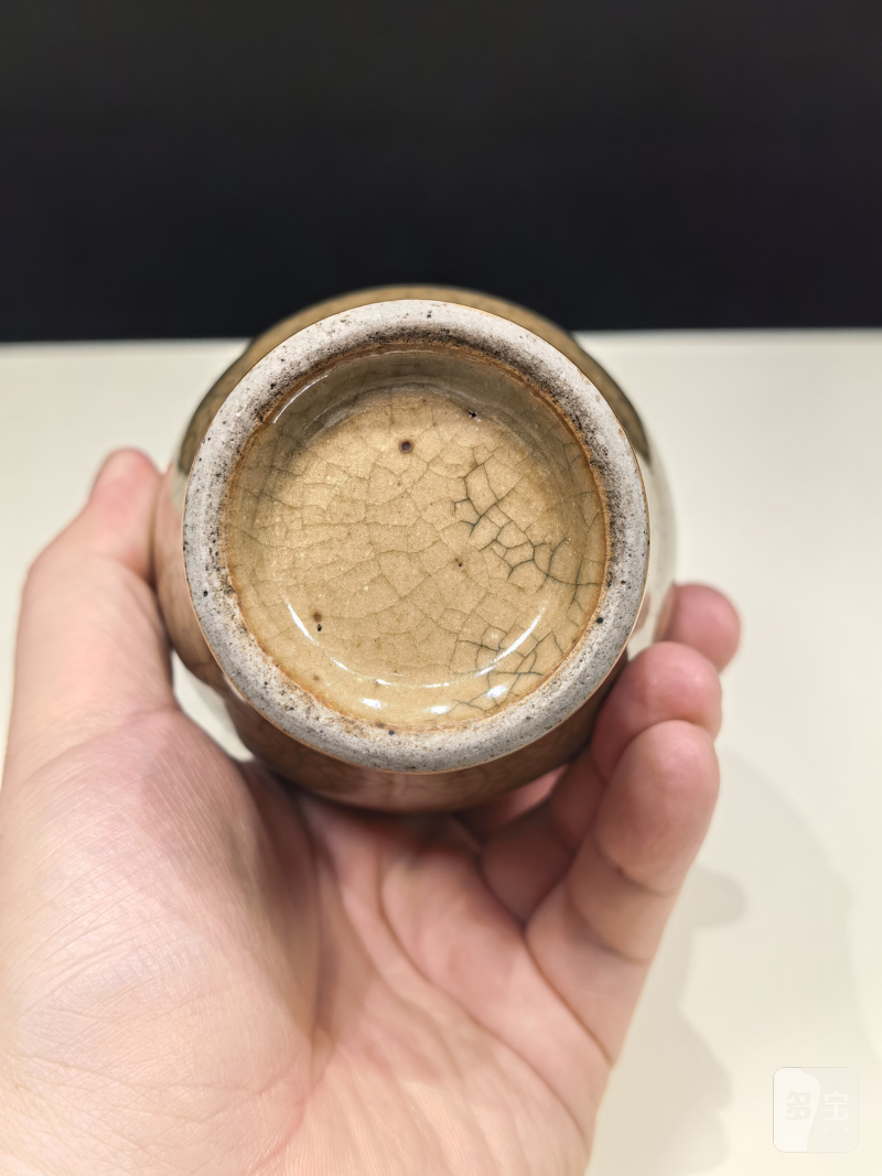 清乾隆 仿哥釉橄榄瓶 - 图5